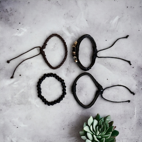 Unisex Leather Bracelet 4 Piece Set - Picture 7 of 8